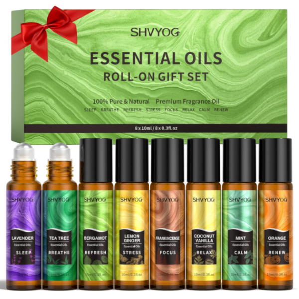 SHVYOG Essential Oil Roll On Blend Gift Set 8x10ml...